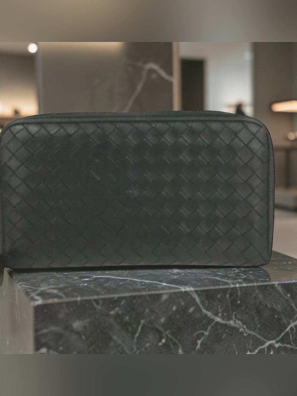 Bottega Vaneta Leather Woven Zip Wallet